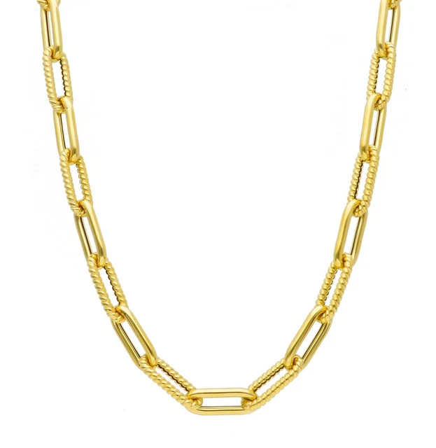 Chaîne Jersey Unisexe Or Jaune Et Blanc 18 Carats – Longueur 50 Cm – Neuf Avec étiquettes