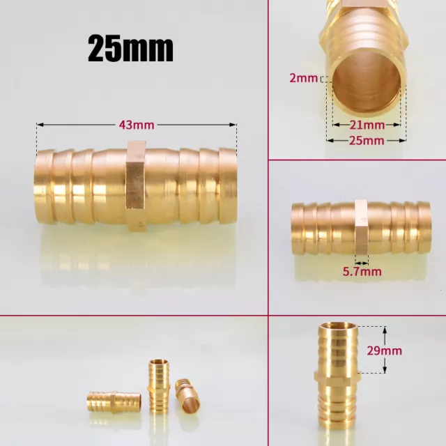 Brass Hose Fitting Barb 5mm-25mm Male Female Thread Straight Connector Coupler