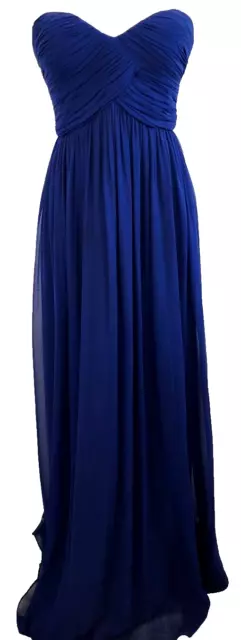 Donna Morgan Blue 100% Silk Strapless Sleeveless Evening Dress Size Small