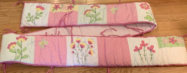 Pottery Barn Kids Crib Cushion One Size Pink Green Yellow Flowers FREE SHIPPING!