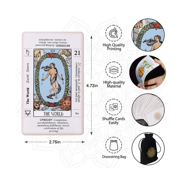 SINCEREZ TAROT CARDS Deck for Beginners with Meanings On Them,Tarot