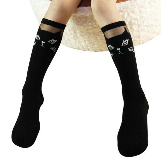 Black White Long Socks- 3-10 Years Girl Children Princess Knee High Sock Fashion