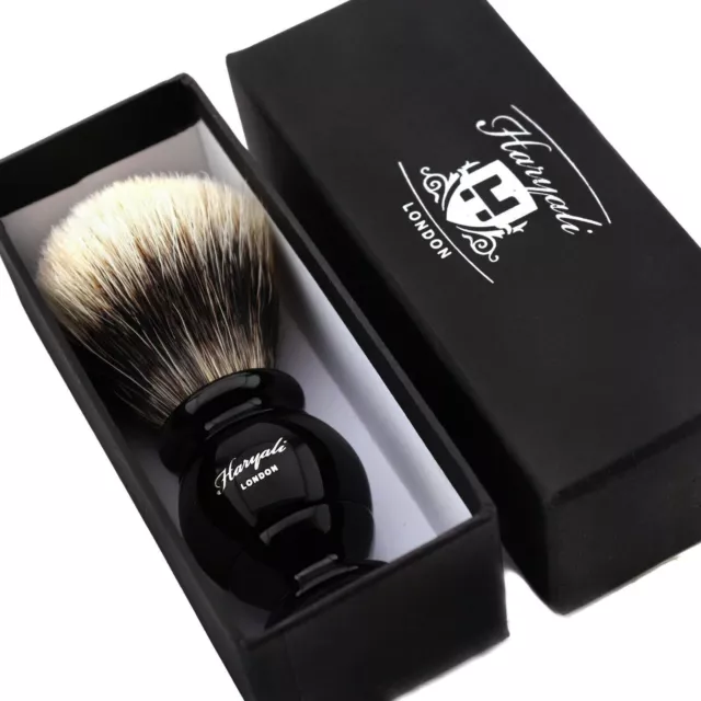 Men's Shaving Brush 100% Pure Genuine Badger Hairs Silver Tip Hand Crafted in UK