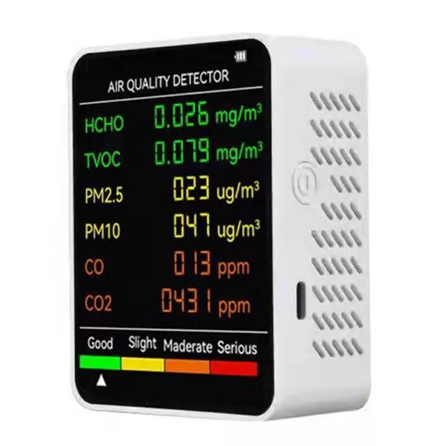 1X(6 in 1 PM2.5 PM10 HCHO TVOC CO CO2 Air Quality Detector CO CO2 Formaldehyde M