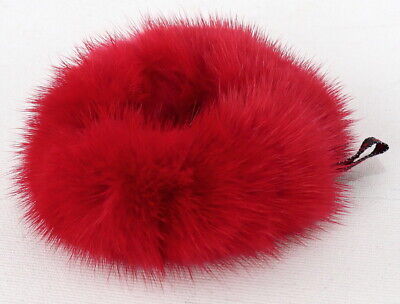 Mink Hair Bands Fur Bracelet Scrunchie Accessories Plait Fashion Raspberry Red
