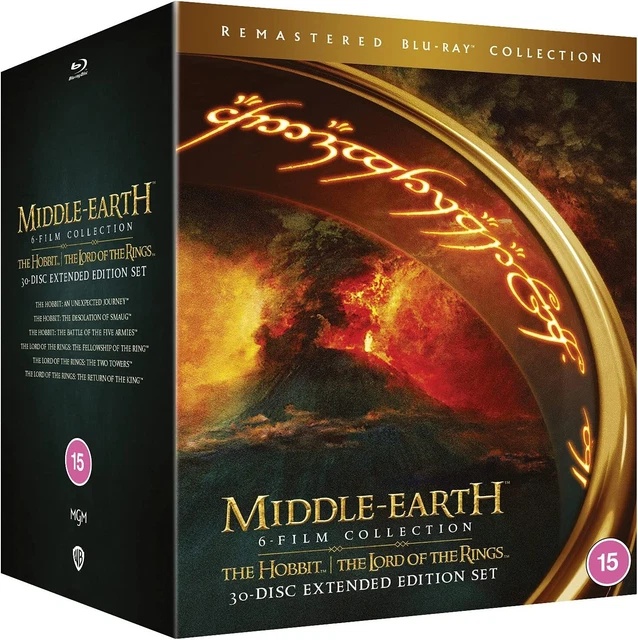 The HOBBIT & The LORD OF THE RINGS 6 FILM EXTENDED EDITIONS 30 DISC BLU RAY SET