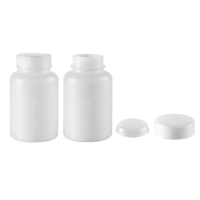 Plastique Laboratoire Chimique Bouteille 150ml/5oz Large Bouche Conteneur 2Pcs