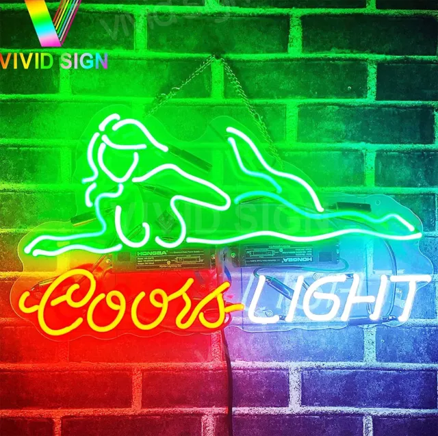 Coors Light Beer Mud Flap Girl Acrylic 20"x16" Neon Light Sign Lamp Bar Decor