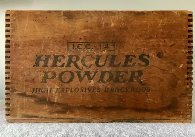 Vintage Hercules Powder, "Herculite", 50#; 4 Bags; Dove Tailed Wooden Box/Crate.