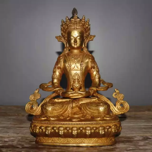 Chinese Copper Gilt Handmade Exquisite Buddha Statues 5942