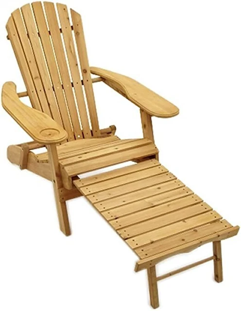 Adirondack Garden Chairs - Garden Armchair With Slide Away Leg Rest