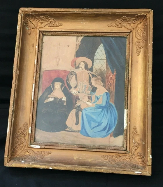 TABLEAU PEINTURE AQUARELLE impressionniste XIXème signée de 1898 - 16cm