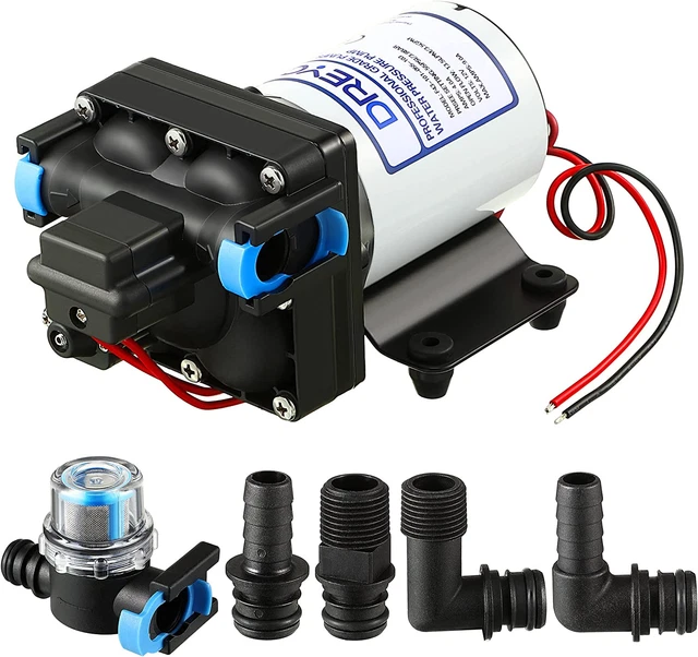 12V RV Water Pump, 3.5GPM 55PSI Self Priming Automatic Diaphragm Water Pump with