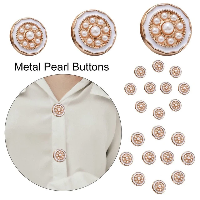 Hágalo usted mismo Decoración Botones Camisa Botones Accesorios de Costura Botones de Perla de Metal