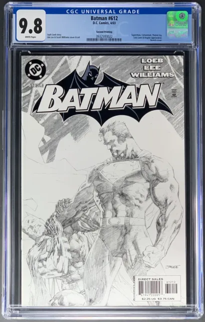 Batman #612 2nd Print CGC 9.8 Jim Lee Sketch Cover - Hush Superman Catwoman