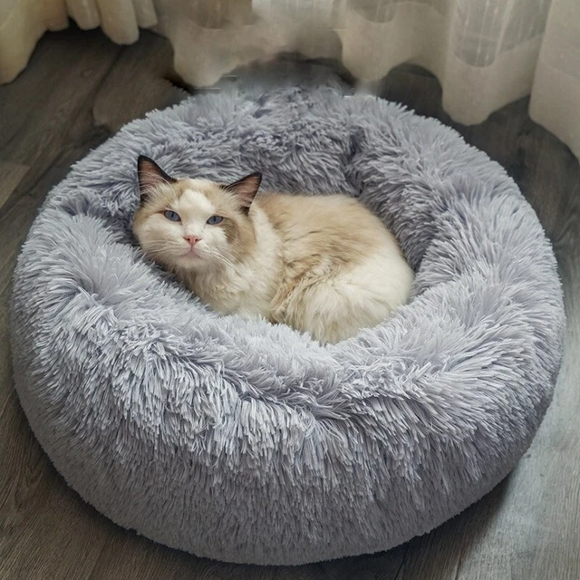 NEW Donut Plush Pet Dog Cat Bed Fluffy Soft Warm Calm Bed Sleeping Kennel Nest 2
