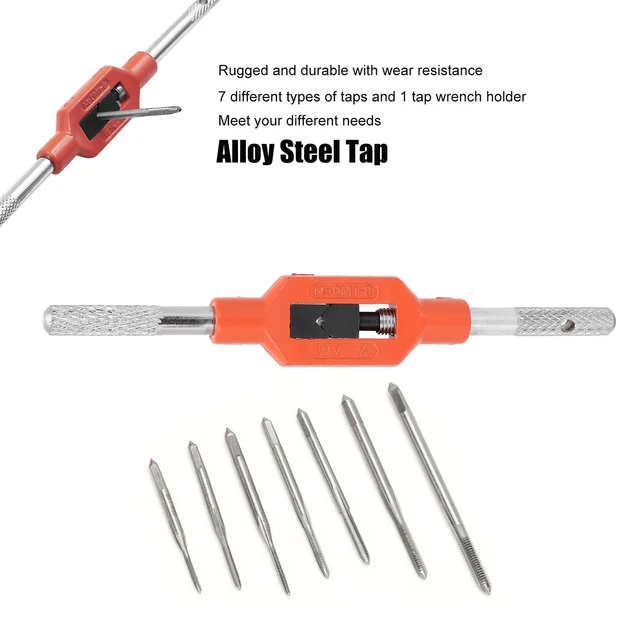 7Pcs Tap Mini Alloy Steel Machine Screw Thread + 1Pc Wrench Holder Manual Tools