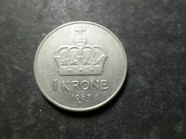 NORVEGE PIECE de 1 KRONE, 1983