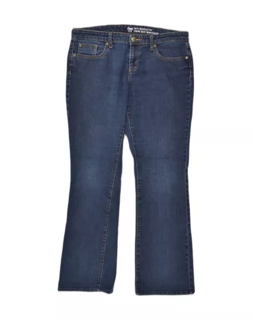 GAP Jeans Donna Bootcut UK 16 Large W36 L30 Blu Cotone AD50