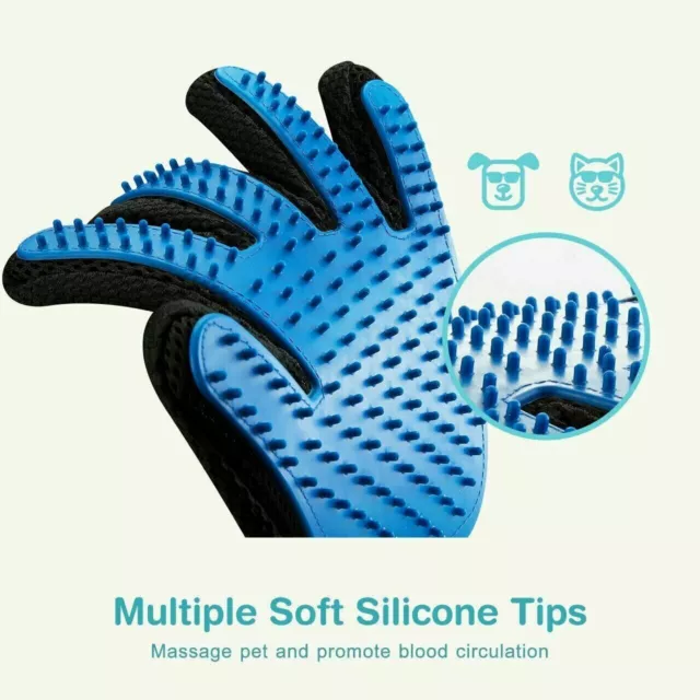 Pet Hair Gloves Brush Remover 1 Pair Dog Cat Comb Fur Mitt Massage Grooming Bath 10
