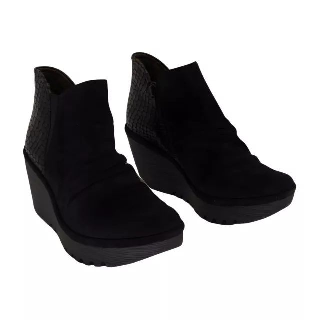 Fly London Womens Yamy Booties Oiled Black Suede Size EU 37