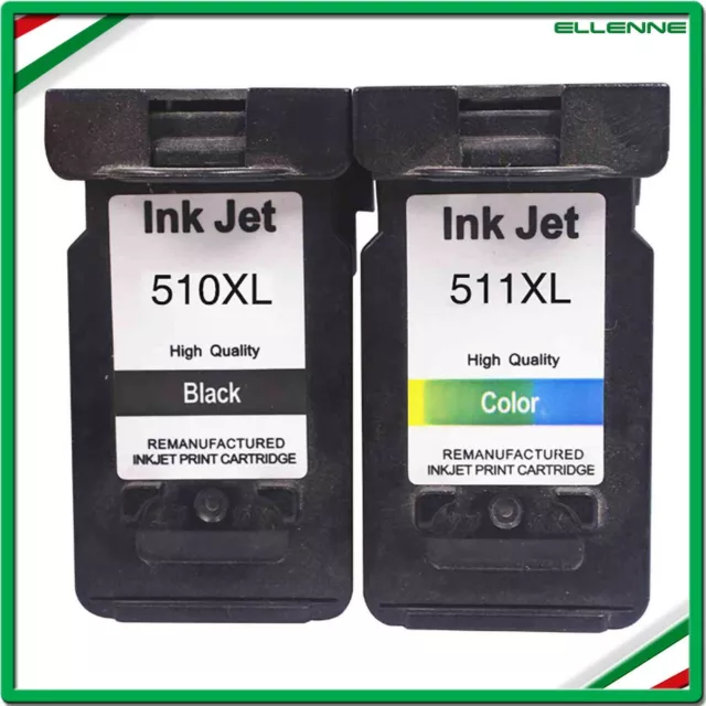 ✅ Kit 2 Cartucce Compatibile Con Canon Pg-510 Xl + Cl-511 Xl Nero+Colore ✅