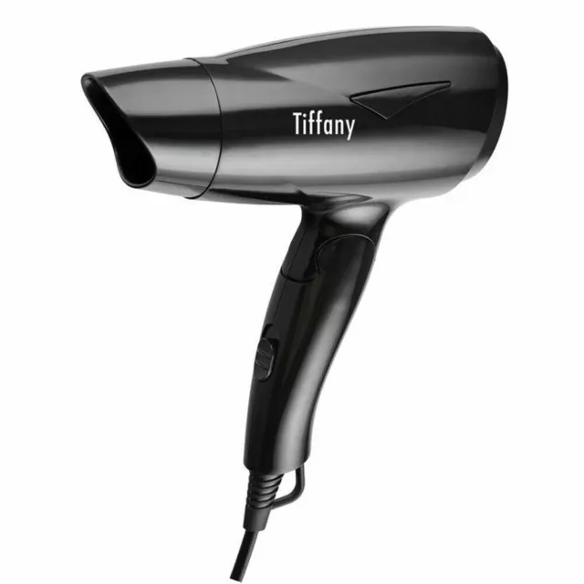 Tiffany Black Travel Mini Hair Dryer Compact Fold Design Hairdryer 2 Heat