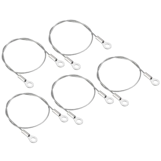 5Pcs 1.5mmx30cm Steel Security Cable 5mm ID Eyelets Ended Safety Wire Rope