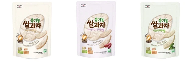 ILDONG HOODIES Bebé Orgánico Snack 3 Sabores 30g*6 Infantil Niños Corea