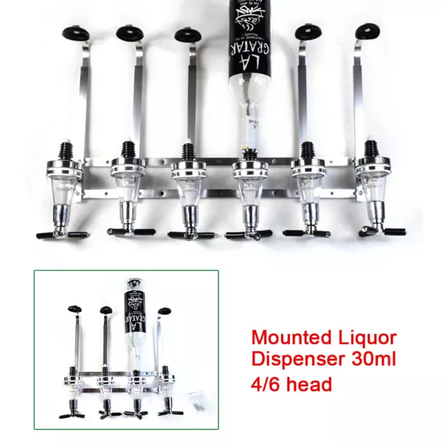 Wall Mounted Liquor Wine Dispenser Bar Butler Drinking Pourer 4/6-Station 30 ml