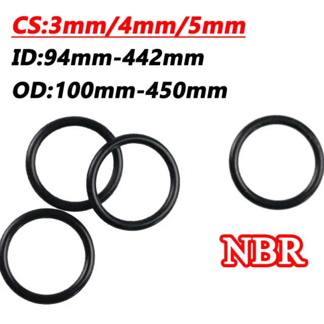 Cross Section 3mm-5mm Nitrile Rubber O-Ring NBR Oil Sealing Gasket ID 94mm-442mm