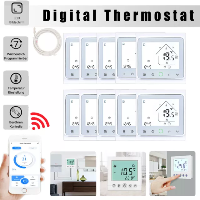 Digital Thermostat Fußbodenheizung Raumthermostat Programmierbar LED Touchscreen