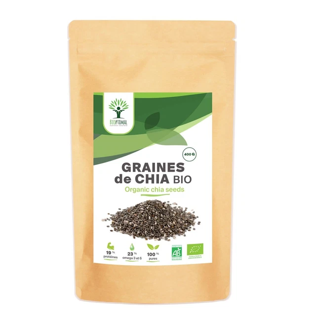Graines de Chia Bio - Bioptimal - Superaliment - Omega 3 Protéines Calcium