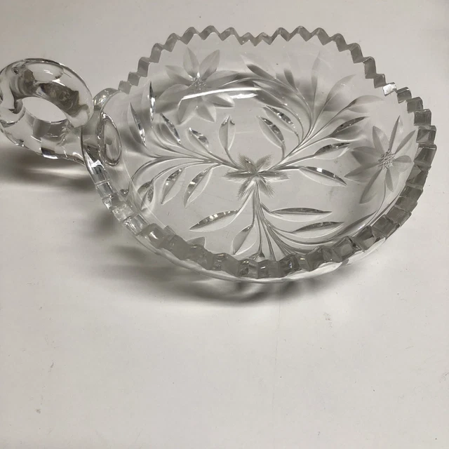 Vintage American Brilliant Cut Glass Crystal Flower Candy Nut Dish Nappy ABP
