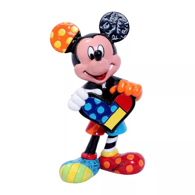 Romero Britto Disney Figurine : Mickey Mouse  holds a Heart NEW