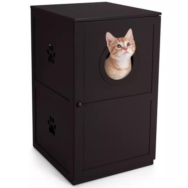 Meuble à Litière à 2 Niveaux 60 x 53 x 90 CM Maison de Toilette pour Chat avec