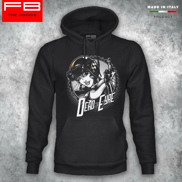 Felpa Hoodie CAFE RACER Woman FucK Dead Eyre Vintage Motorbike Triumph Harley