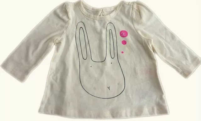 Neu mit Etikett Baby GAP Mädchen Top 0-3m 3-6m ELFENBEIN Schneeflocke Kaninchen Tier Jersey T-Shirt
