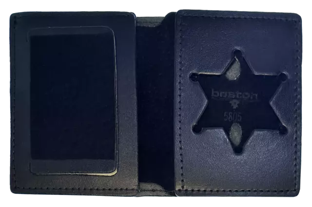 BOSTON LEATHER BOOK STYLE BADGE WALLET: Illinois State Police Star Cutout (15...