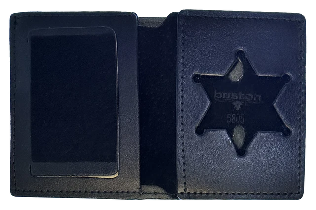 BOSTON LEATHER BOOK STYLE BADGE WALLET: Illinois State Police Star Cutout (15...
