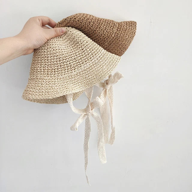 Baby Girls Hat All Match Breathable Bow-knot Straw Hat Children