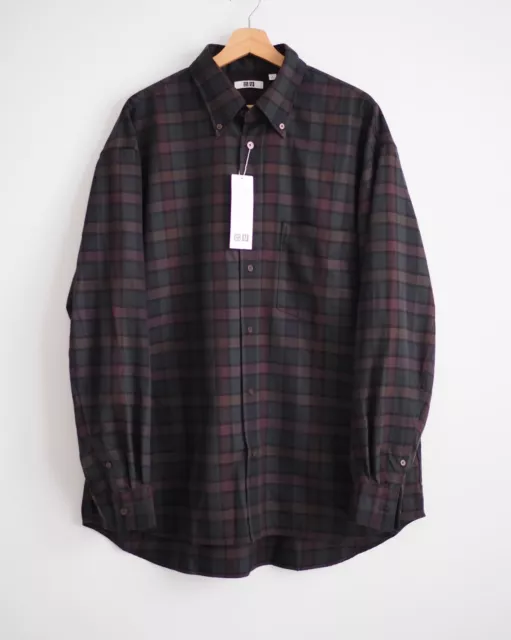 Lemaire Oversized Twill Flannel Uniqlo Plaid Long Sleeve Shirt Size Medium