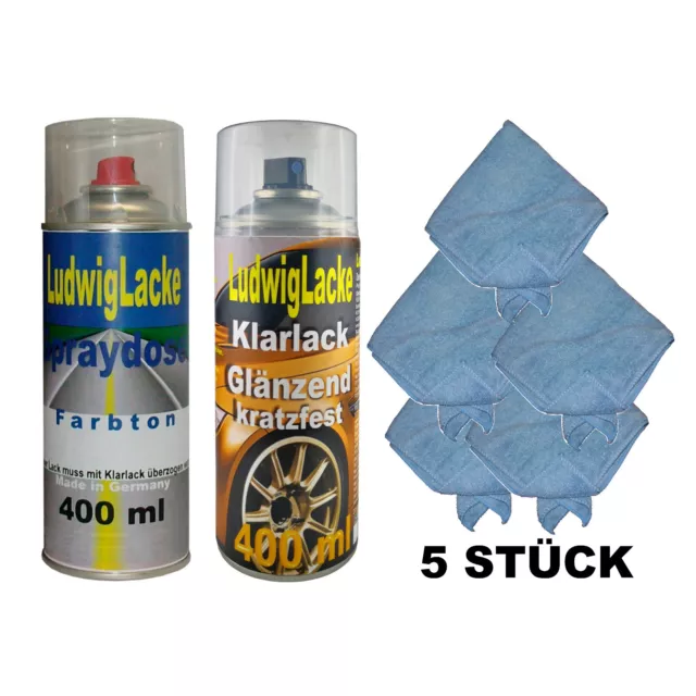 Autolackspray Portoblau 264 für Opel & Klarlack a 400ml Dose FreiHaus & 5 Tücher