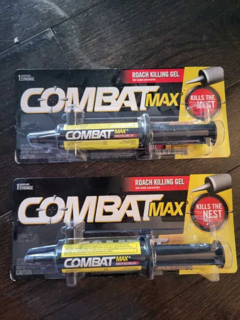 (2)Combat Max Roach Insect Bug Killing Gel 1.05oz Ea Syringe Tube Kills The Nest