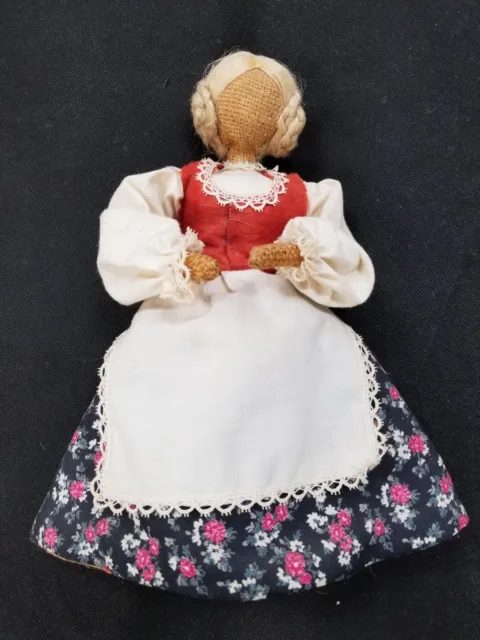 Vintage German Rupfen Puppen Burlap Doll Bavarian Girl Handmade Alpine Folk Art 3
