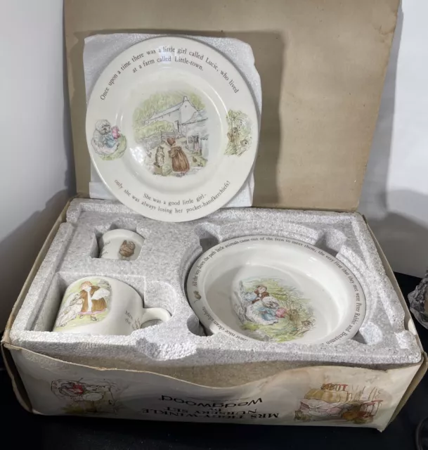 Wedgwood Beatrix Potter Mrs Tiggy-Winkle Nursery 4 Pcs Set Plate Mug Bowl Eggcup