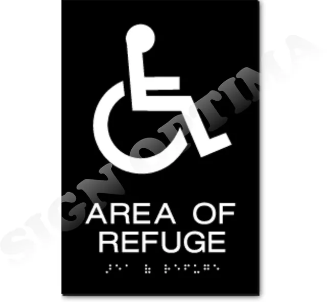 ADA Compliant AREA OF REFUGE Braille Sign , 1/8" Acrylic 6"x9"