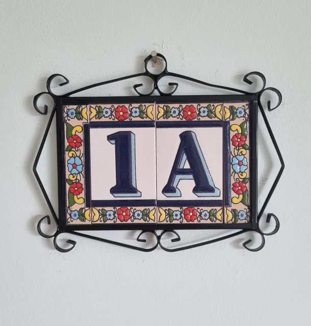 Altea Hand-painted Ceramic 11 x 5.5 cm or 2.165 x 4.331 inch House Number Tiles
