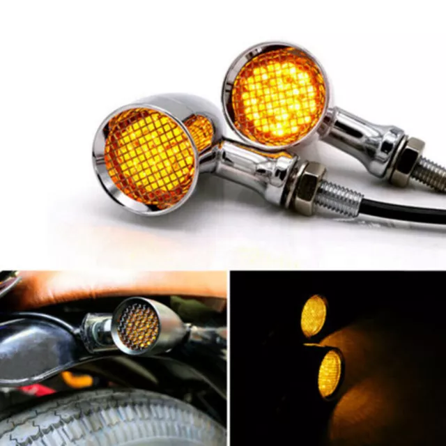 Motorcycle Bullet LED Turn Signal Indicator Lights For Bobber Chopper Cafe Racer