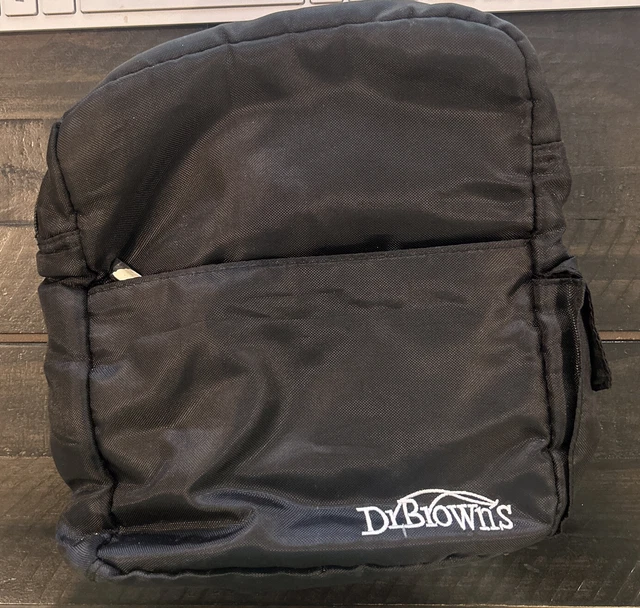 Dr. Brown's Bottle Bag Black Two Zippered Compartments Holds 3 Bottles Euc